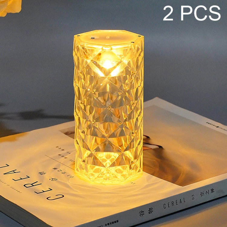 2 PCS SF-001A 1.5V Rose Ambient Light Bedside Crystal LED Desk Lamp, Color: Yellow Light -  by buy2fix | Online Shopping UK | buy2fix