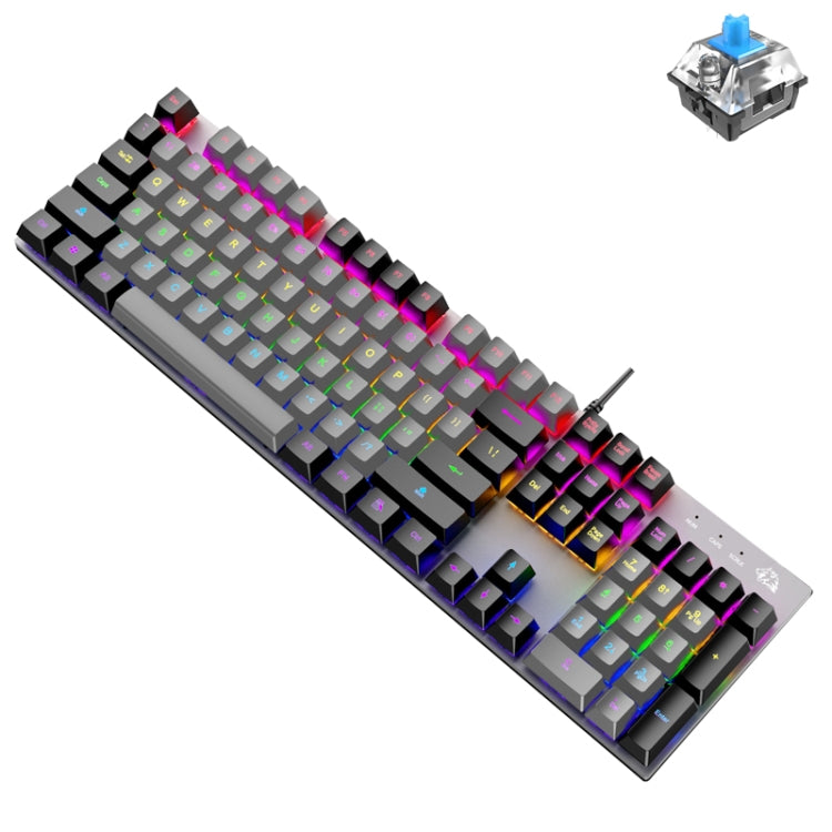 ZIYOU LANG K1 104 Keys Office Punk Glowing Color Matching Wired Keyboard, Cable Length: 1.5m(Gray Black Green Axis) - Wired Keyboard by ZIYOU LANG | Online Shopping UK | buy2fix