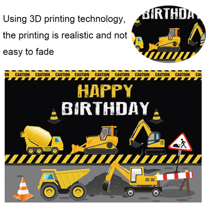 1.5m x 1m  Construction Vehicle Series Happy Birthday Photography Background Cloth(MSD00278) - Camera Accessories by buy2fix | Online Shopping UK | buy2fix