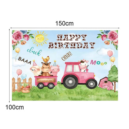 1.5m x 1m Cartoon Farm Animals Photography Backdrop Birthday Party Background Decoration(MDM10764) - Camera Accessories by buy2fix | Online Shopping UK | buy2fix