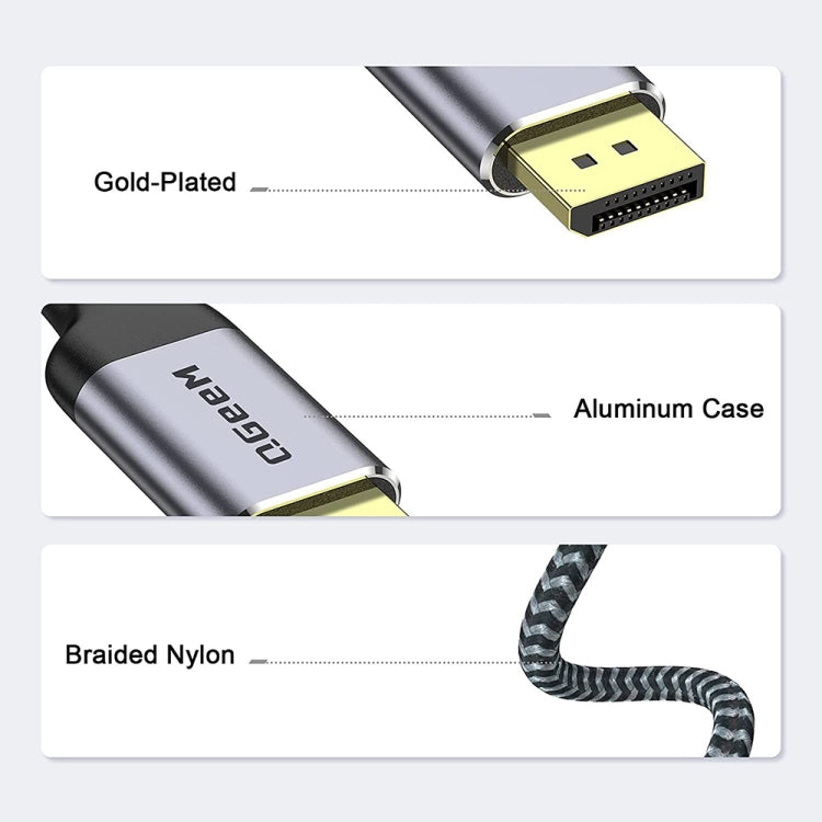 QGeeM QG-UA13 Type-C To DP 4K 60Hz Nylon Braided Adapter Cable, Length: 3m - Cable & Adapters by QGeeM | Online Shopping UK | buy2fix