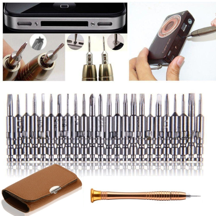 25 In 1 Screwdriver Batch Set Mobile Phone Notebook Repair Tool(Brown) - Repair & Spare Parts by buy2fix | Online Shopping UK | buy2fix