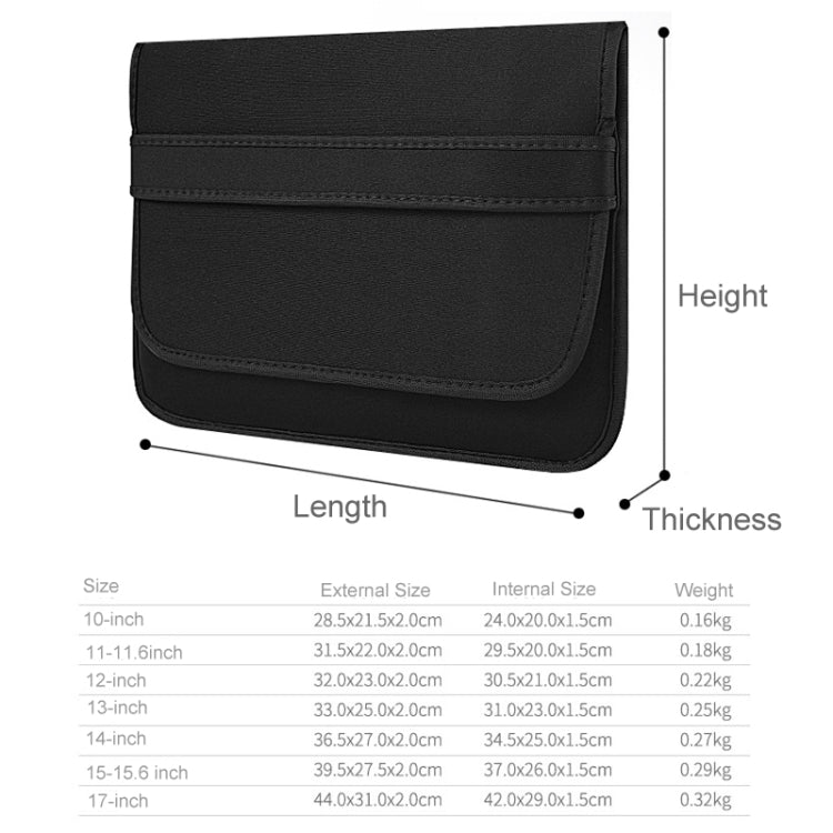 12 Inch Neoprene Laptop Lining Bag Horizontal Section Flap Clutch Bag(Black) - 12.1 inch by buy2fix | Online Shopping UK | buy2fix