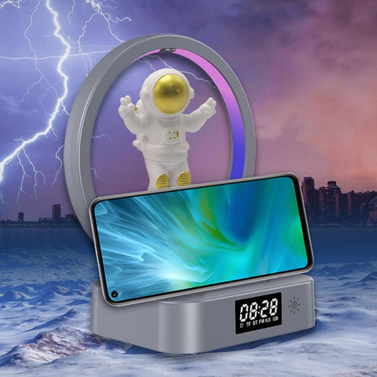 Y-558 Magnetic Levitation Astronaut TWS Bluetooth Speaker With RGB Light,Style: Golden Clock Model - Desktop Speaker by buy2fix | Online Shopping UK | buy2fix