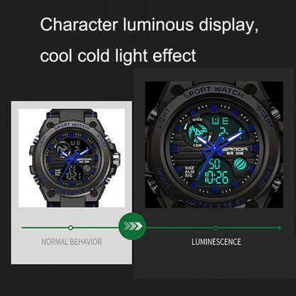 SANDA 739 Multifunctional Waterproof Sports Watch Chronograph Calendar Alarm Night Light Watch(Black) - Sport Watches by buy2fix | Online Shopping UK | buy2fix