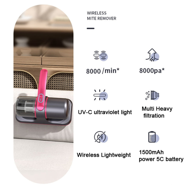 100W 8000 Pa Wireless Charging Mite Removal Instrument Vacuum Cleaner UV Sterilization Machine(Purple) - Handheld Cleaner & Mops by buy2fix | Online Shopping UK | buy2fix