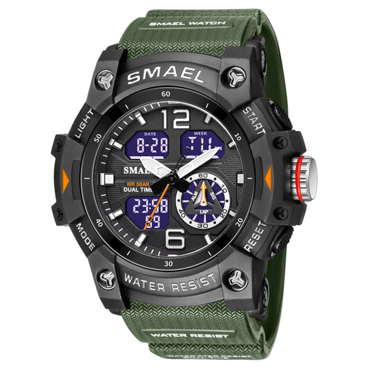 SMAEL 8007 Outdoor Sports Waterproof Dual Display Electronic Quartz Watch(Army Green) - Sport Watches by SMAEL | Online Shopping UK | buy2fix