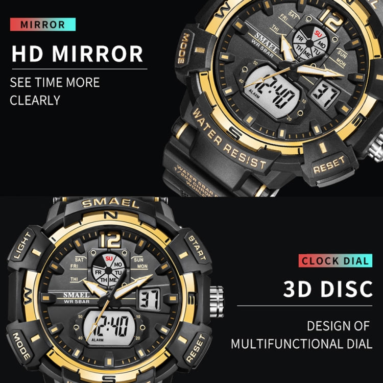 SMAEL 8045 Outdoor Waterproof Time Sports Luminous Dual Display Watch(Black Gold) - Sport Watches by SMAEL | Online Shopping UK | buy2fix
