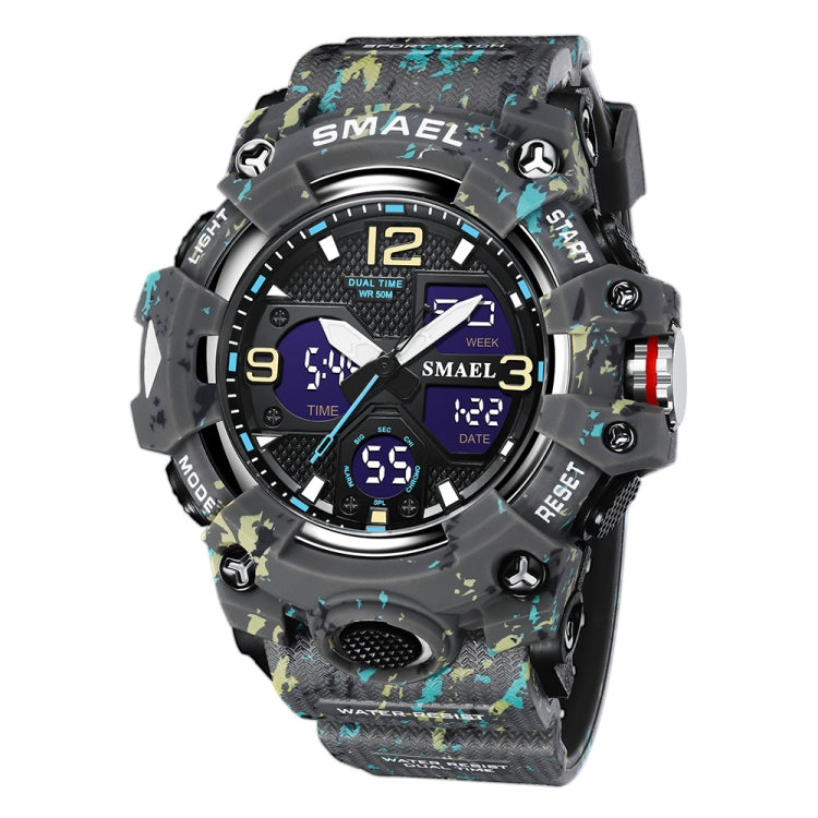 SMAEL 8008 Outdoor Waterproof Camouflage Sports Electronic Watch Luminous Multi-function Waist Watch(Camouflage Gray) - LED Digital Watches by SMAEL | Online Shopping UK | buy2fix