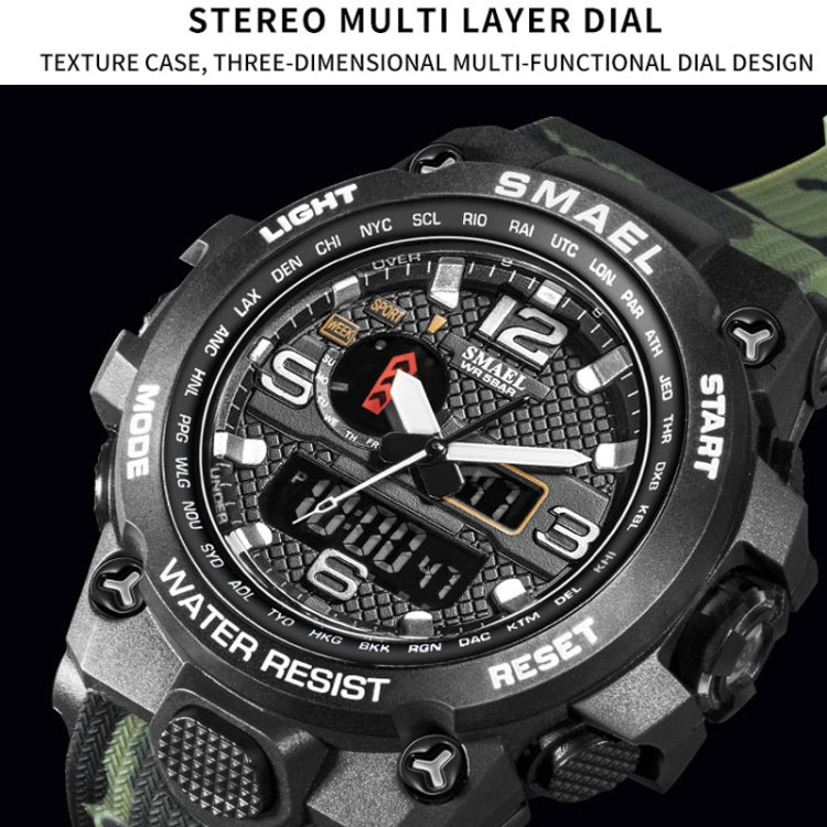 SMAEL 1545D Time Men Anti-falling Night Light Alarm Waterproof Sports Watch(Camouflage Orange) - Sport Watches by SMAEL | Online Shopping UK | buy2fix