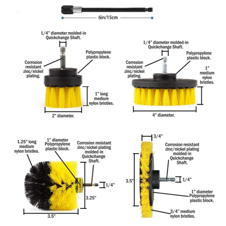 8 In 1 Electric Drill Crevice Cleaning Brush Car Wash Tool Set, Size: B Model(Yellow) - In Car by buy2fix | Online Shopping UK | buy2fix