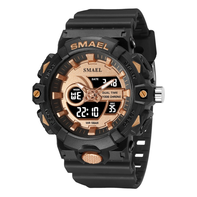 SMAEL 8081 Multifunctional Waterproof Luminous Numeric Digital Dual Display Outdoor Sports Watch(Black Rose Gold) - LED Digital Watches by SMAEL | Online Shopping UK | buy2fix