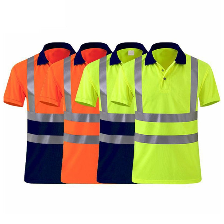 Reflective Quick-drying T-shirt Lapel Short-sleeved Safety Work Shirt, Size: L(Orange Red) - Workplace Safety Supplies by buy2fix | Online Shopping UK | buy2fix