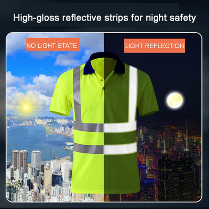 Reflective Quick-drying T-shirt Lapel Short-sleeved Safety Work Shirt, Size: L(Orange Red) - Workplace Safety Supplies by buy2fix | Online Shopping UK | buy2fix