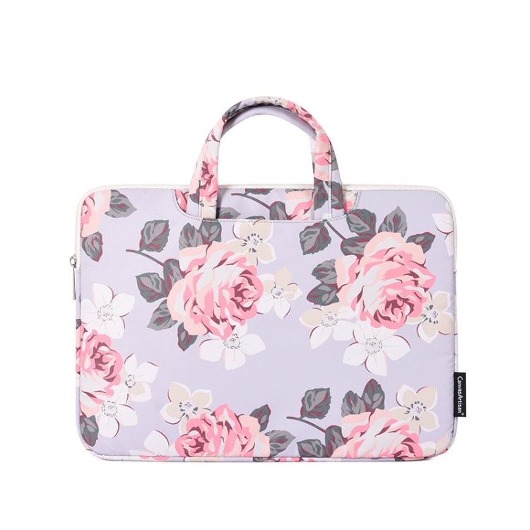 H40-B01 White Rose Pattern Laptop Case Bag Computer Liner Bag With Handle, Size: 12 Inch(Grey) - 12.1 inch by buy2fix | Online Shopping UK | buy2fix