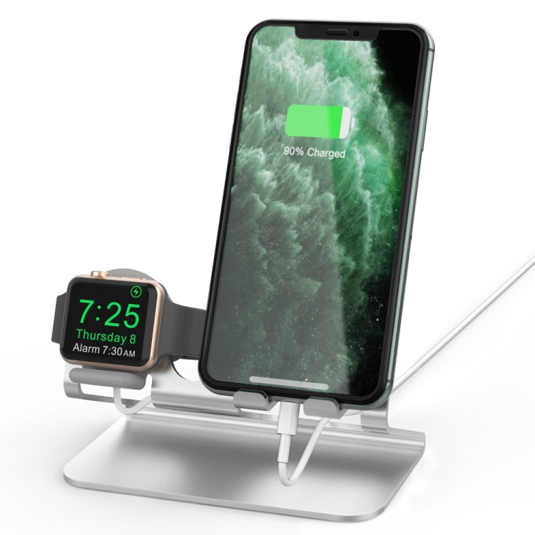 AhaStyle ST04 Aluminum Alloy Charging Base, For 4-8 inch Smart Phone&Apple Watch Series(Silver) - Desktop Holder by AhaStyle | Online Shopping UK | buy2fix