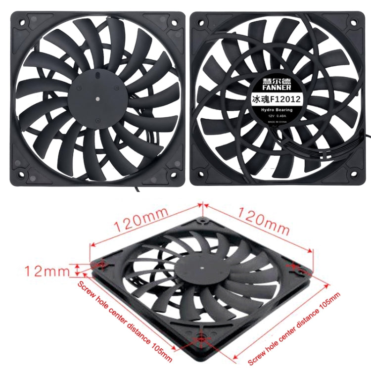 FANNER Ice Soul F12012 Desktop Chassis Ultra-thin 4pin Cooling Fan Intelligent PWM Speed Regulation(Black) -  by buy2fix | Online Shopping UK | buy2fix