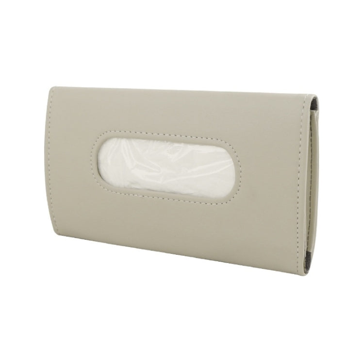 Car Sun Visor Tissue Holder Leather Hanging Storage Box(Beige) - In Car by buy2fix | Online Shopping UK | buy2fix