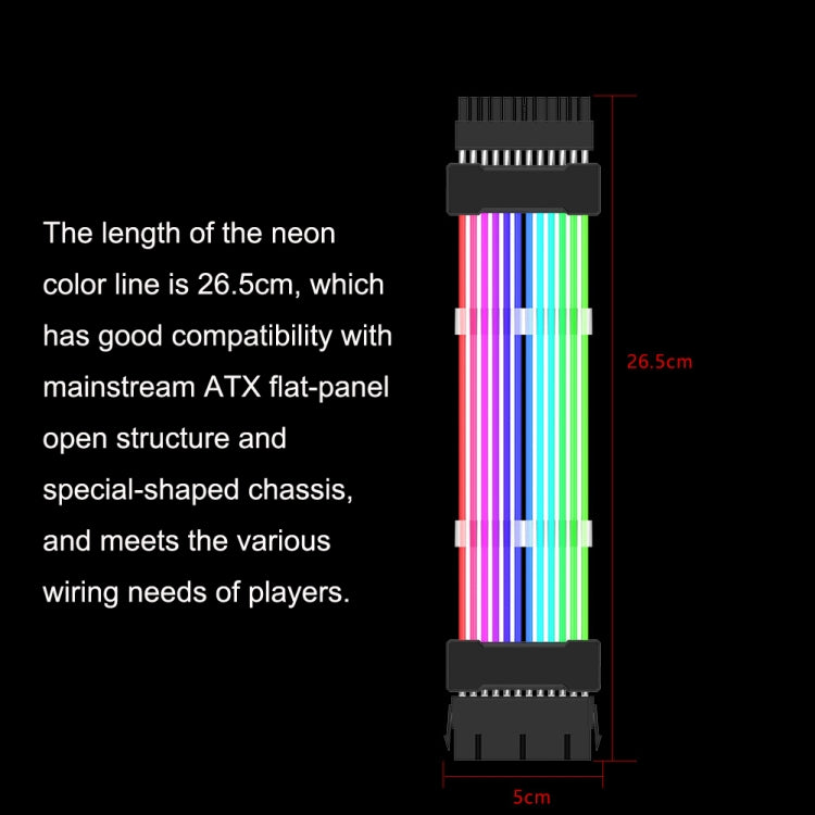 24pin Motherboard Power Supply Light Wire Black 5V ARGB Neon Color Line -  by buy2fix | Online Shopping UK | buy2fix