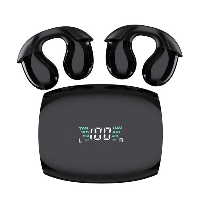 YYK-Q96 Clip Ear Digital Display With Charging Bin Bone Conduction Bluetooth Earphones(Black) - Bluetooth Earphone by buy2fix | Online Shopping UK | buy2fix