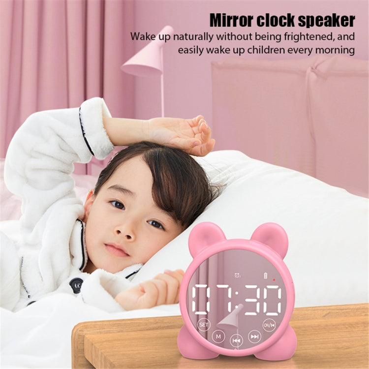 P1 Mini Card Mirror Clock Wireless Bluetooth Speaker with FM Radio(Light Green) - Mini Speaker by buy2fix | Online Shopping UK | buy2fix