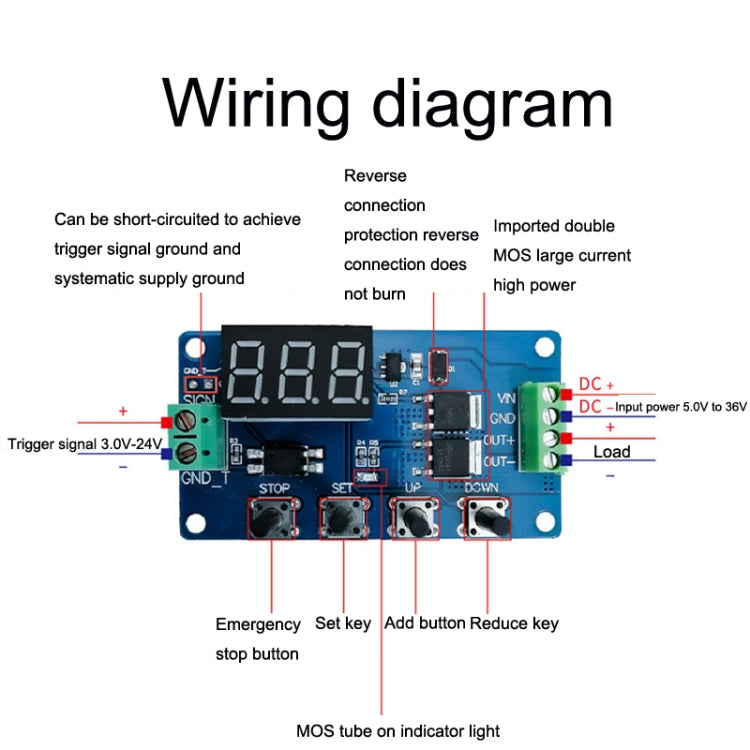 Deek-Robot DDC-432 Delay Relay Switch DC5V-30V Dual MOS Tube Digital Display Time Relay Controller - Relay Module by buy2fix | Online Shopping UK | buy2fix