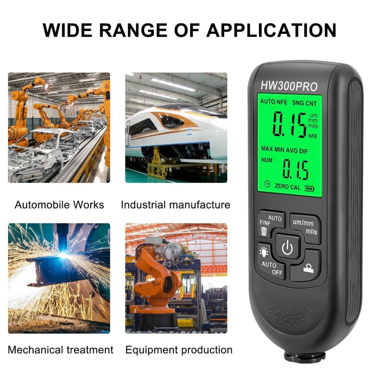 HW-300PRO High Precision Coating Paint Powder Layer Thickness Gauge Anti-slip Paint Film Gauge(White) - Coating Thickness Gauge by buy2fix | Online Shopping UK | buy2fix