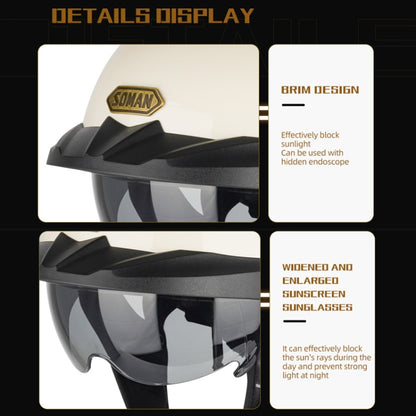 SOMAN Motorcycle Half Helmet Adjustable Helmet With Inner Mirror, Size: XL(Cement Gray) - Helmets by SOMAN | Online Shopping UK | buy2fix