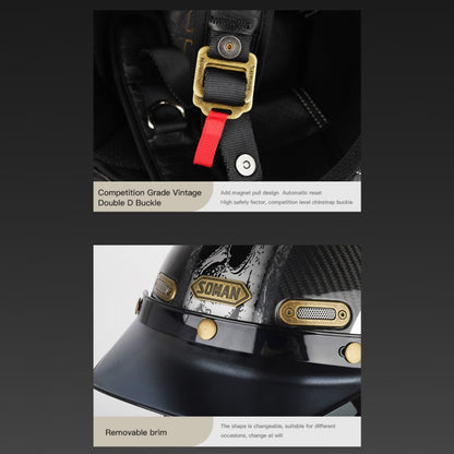 SOMAN Motorcycle Four Seasons Carbon Fiber Half Helmet, Color: FRP Pearl White(XL) - Helmets by SOMAN | Online Shopping UK | buy2fix