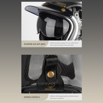 SOMAN Motorcycle Four Seasons Carbon Fiber Half Helmet, Color: FRP Pearl White(XL) - Helmets by SOMAN | Online Shopping UK | buy2fix