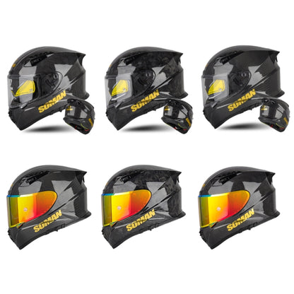 SOMAN Motorcycle Carbon Fiber Double Lens Thermal Safety Helmet, Size: XXL(Snake Carbon Fiber REVO) - Helmets by SOMAN | Online Shopping UK | buy2fix