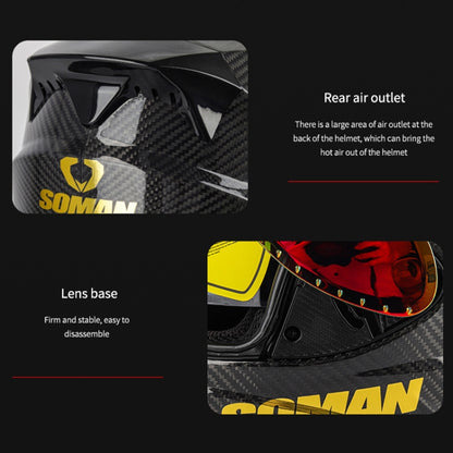 SOMAN Motorcycle Carbon Fiber Double Lens Thermal Safety Helmet, Size: M(Cheetah Print) - Helmets by SOMAN | Online Shopping UK | buy2fix