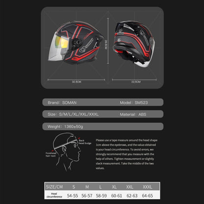 SOMAN Motorcycle Electric Bicycle Dual Lens Riding Helmet, Size: M(Bright Back) - Helmets by SOMAN | Online Shopping UK | buy2fix