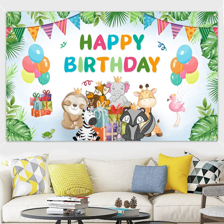 180x110cm 2pcs Animal Birthday Theme Backdrop Cloth Party Decoration(2023SRB92) -  by buy2fix | Online Shopping UK | buy2fix