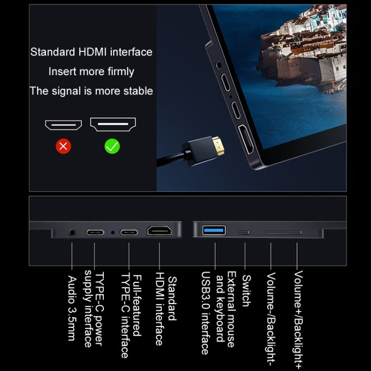 15.6 inch Touch Version 4K Portable External Extended Screen Display For Switch/PS5/Mobile Phone/Computer(US Plug) - LCD Monitors by buy2fix | Online Shopping UK | buy2fix