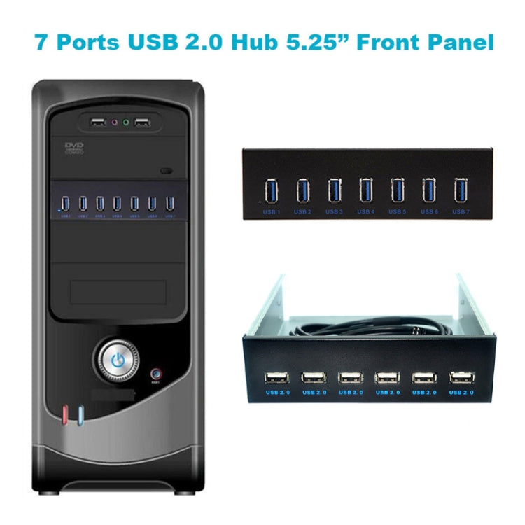 7 Port USB2.0 Optical Drive Bit Front Panel, Style: Side Plug - USB 2.0 HUB by buy2fix | Online Shopping UK | buy2fix