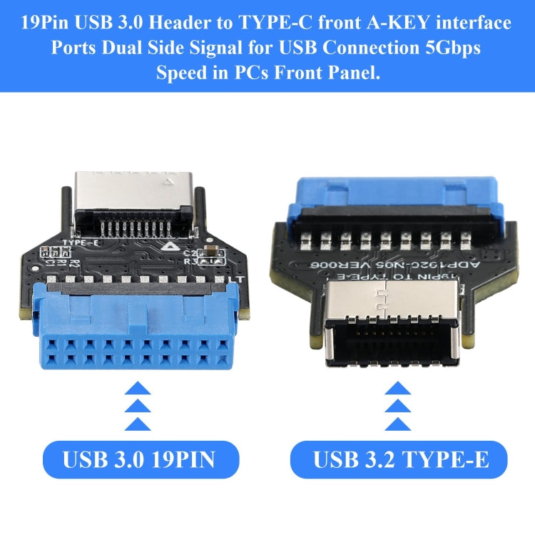 USB 3.0 19PIN Header to Type-E Front A-Key Interface Extend USB Ports to PC, Spec: Up-high - Add-on Cards by buy2fix | Online Shopping UK | buy2fix