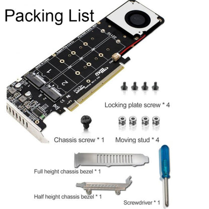 PCI-E X16 to M.2 M-key NVME X4 SSD RAID Array Expansion Adapter Support 2242/2260/2280/22110(PH44Plus) - Card Adapter by buy2fix | Online Shopping UK | buy2fix