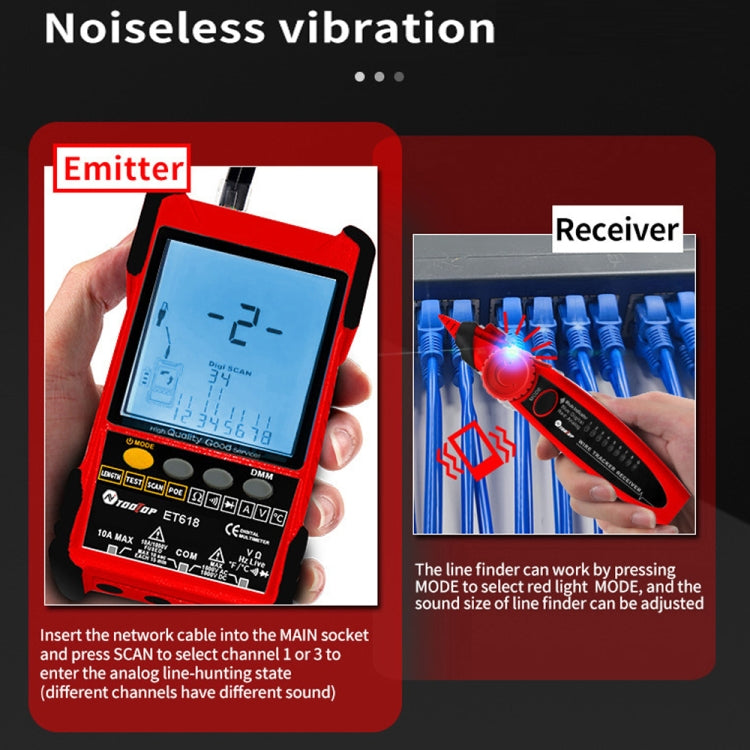 TOOLTOP 600m/1968ft Network Cable Length 2 in 1 Network Cable Finder Multimeter(7 pcs/set) - Digital Multimeter by TOOLTOP | Online Shopping UK | buy2fix