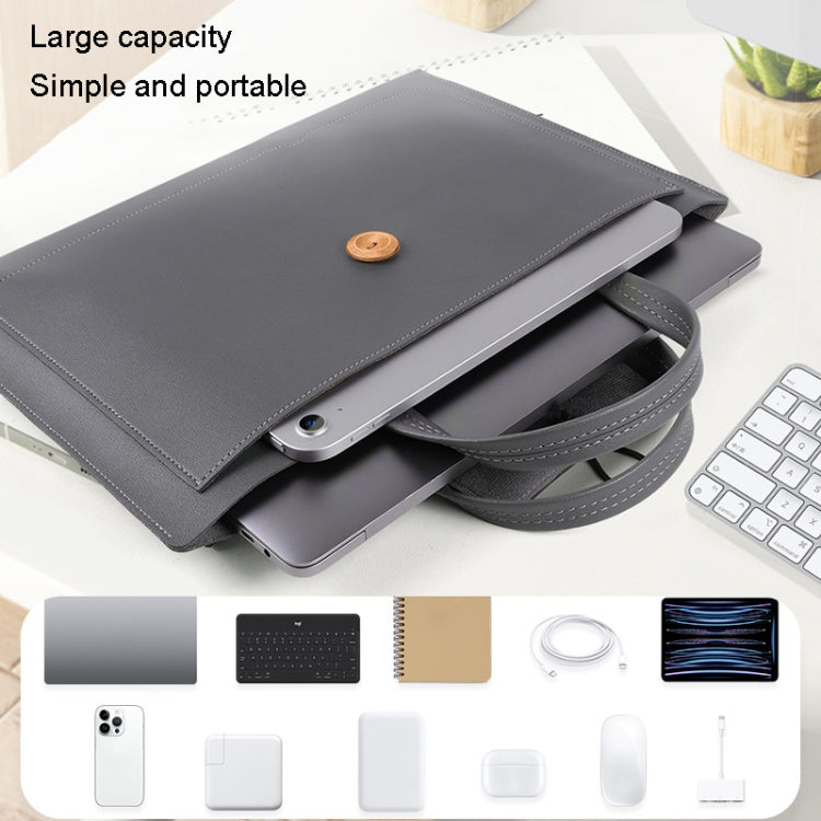 15.4/16 inch Elastic Button Laptop Waterproof PU Handbag(Black) - 15 inch by buy2fix | Online Shopping UK | buy2fix