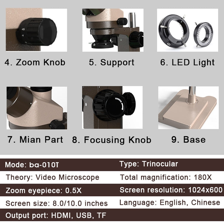 Batu BA-010T Electronic Microscopy Jewelry Appraisal Mobile Phone Circuit Board Repair Jade Magnifying Glass(EU Plug 220V) - Digital Microscope by BAKU | Online Shopping UK | buy2fix