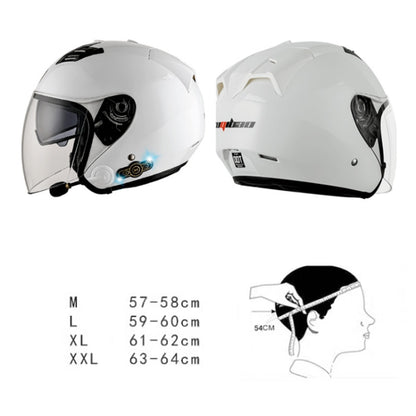 KUQIBAO Motorcycle Smart Bluetooth Sun Protection Double Lens Safety Helmet, Size: XXL(White Phantom Fiber) - Helmets by KUQIBAO | Online Shopping UK | buy2fix