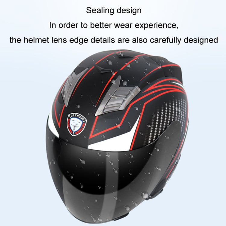 KUQIBAO Motorcycle Smart Bluetooth Sun Protection Double Lens Safety Helmet, Size: XL(Bright Black Phantom Fiber+Black Tail) - Helmets by KUQIBAO | Online Shopping UK | buy2fix