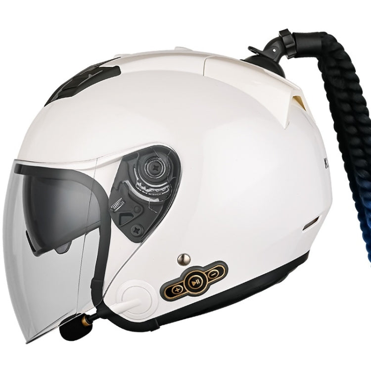 KUQIBAO Motorcycle Bluetooth Headset Double Lens Helmet With Braid, Size: XL(White) - Helmets by KUQIBAO | Online Shopping UK | buy2fix