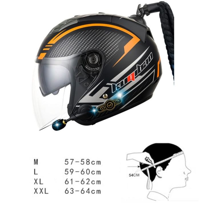 KUQIBAO Motorcycle Bluetooth Headset Double Lens Helmet With Braid, Size: XXL(Fruits Black Phantom Fiber) - Helmets by KUQIBAO | Online Shopping UK | buy2fix