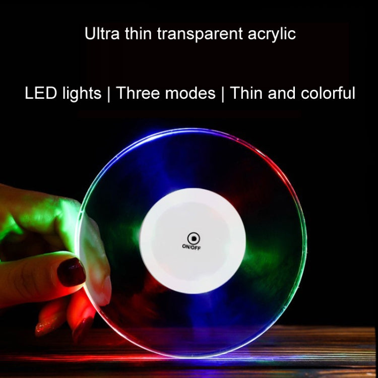 100x10mm Round USB Charging LED Light Up Acrylic Coaster Transparent Crystal Base(White Light) - Car Drink Holders by buy2fix | Online Shopping UK | buy2fix