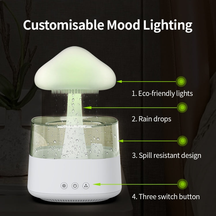 CH08 450ml Rain Humidifier Mushroom Cloud Colorful Night Lamp Aromatherapy Machine, Style: With Remote Controller(White) - Air Purifiers & Accessories by buy2fix | Online Shopping UK | buy2fix