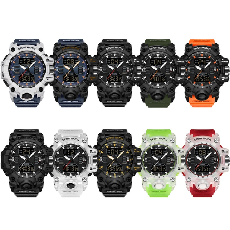 SANDA Green Light Alarm Clock Multifunctional Waterproof Shockproof Transparent Watch(Black Orange) - Silicone Strap Watches by SANDA | Online Shopping UK | buy2fix