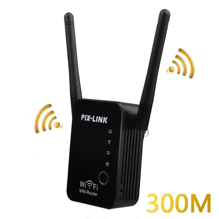 PIX-LINK 2.4G 300Mbps WiFi Signal Amplifier Wireless Router Dual Antenna Repeater(EU Plug) - Broadband Amplifiers by PIX-LINK | Online Shopping UK | buy2fix