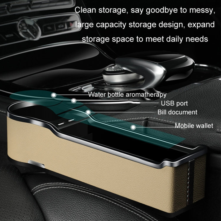 Car Seat Gap Storage Box Multifunctional Mobile Phone USB Charger, Color: QC3.0 Brown - Stowing Tidying by buy2fix | Online Shopping UK | buy2fix